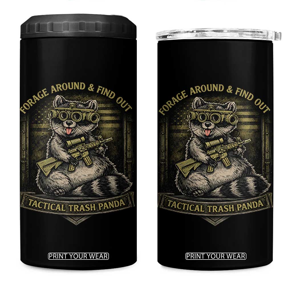 Tactical Trash Panda 4 in 1 Can Cooler Tumbler Funny Raccoon Military Graphic Patriotic Veteran TS10 One Size: 16 oz Black Print Your Wear