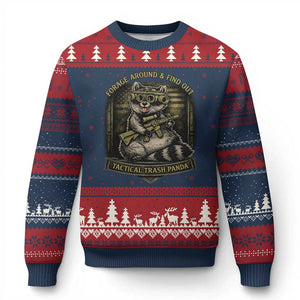 Tactical Trash Panda Ugly Christmas Sweater Funny Raccoon Military Graphic Patriotic Veteran TS10 Navy Red Print Your Wear