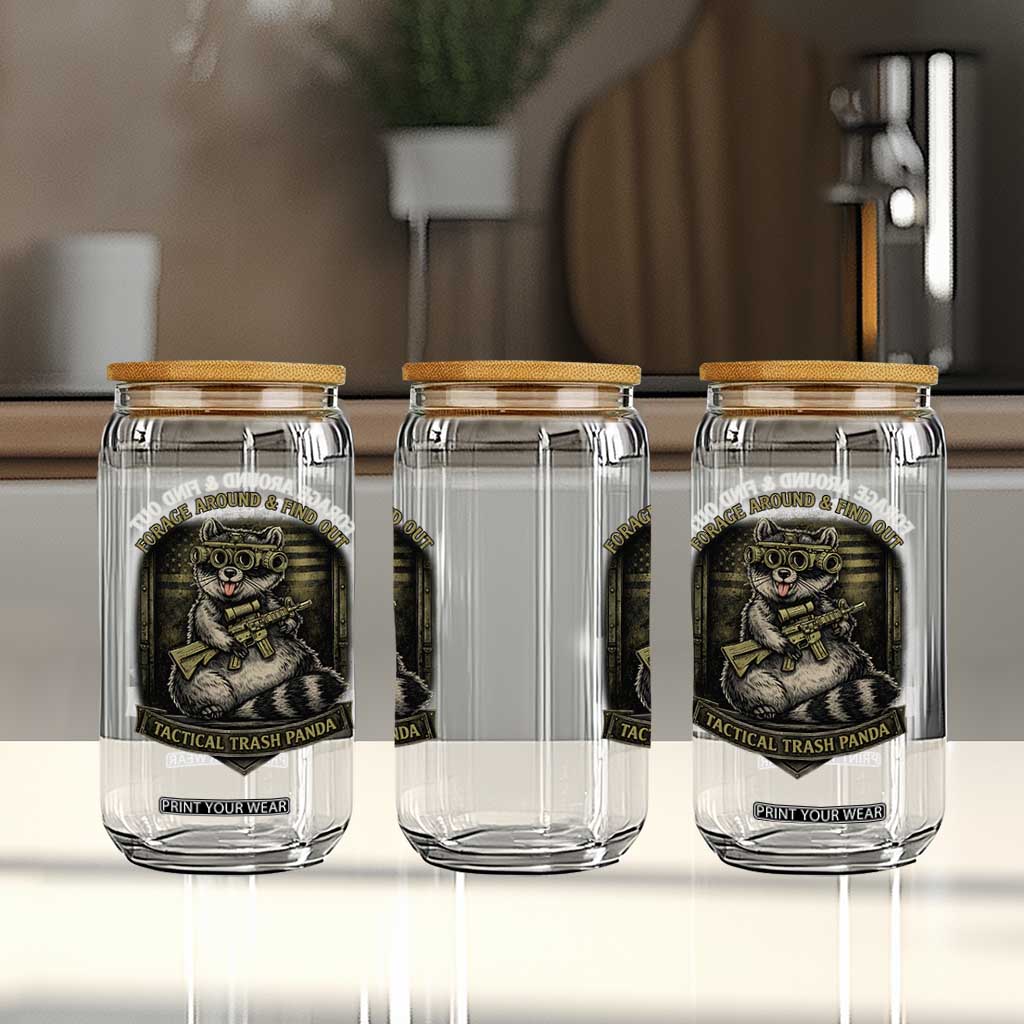 Tactical Trash Panda Glass Can Funny Raccoon Military Graphic Patriotic Veteran TS10 Print Your Wear