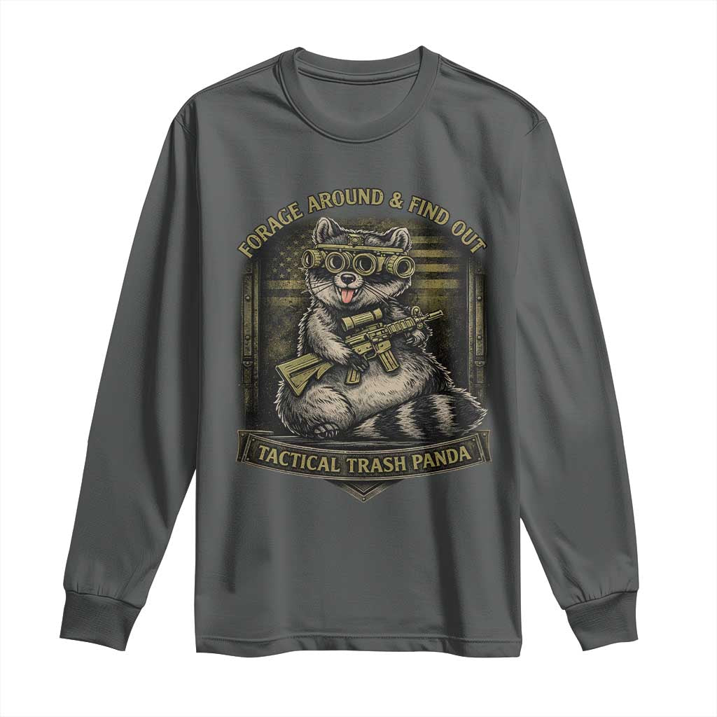Tactical Trash Panda Long Sleeve Shirt Funny Raccoon Military Graphic Patriotic Veteran TS10 Dark Heather Print Your Wear