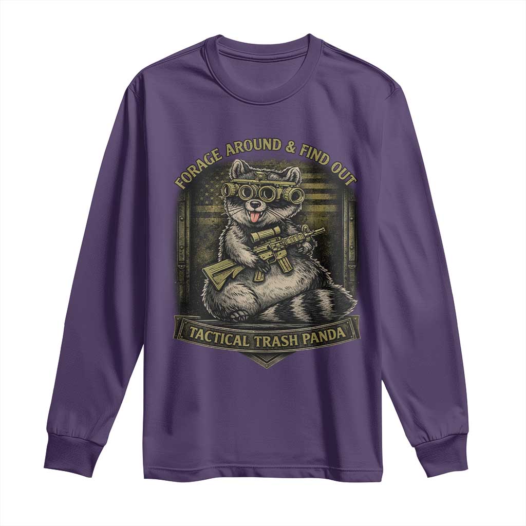 Tactical Trash Panda Long Sleeve Shirt Funny Raccoon Military Graphic Patriotic Veteran TS10 Purple Print Your Wear