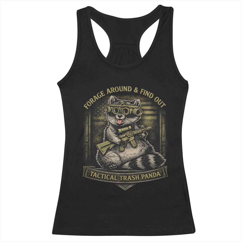Tactical Trash Panda Racerback Tank Top Funny Raccoon Military Graphic Patriotic Veteran TS10 Black Print Your Wear