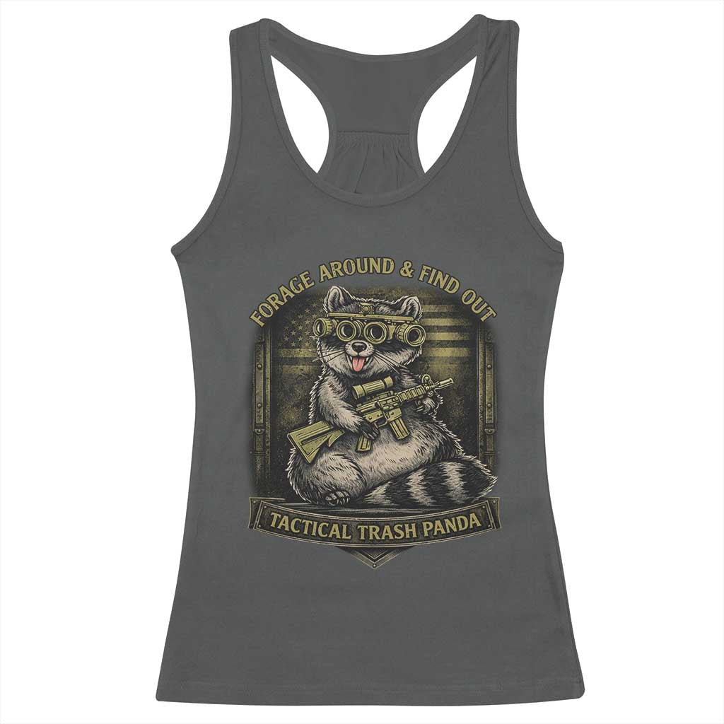 Tactical Trash Panda Racerback Tank Top Funny Raccoon Military Graphic Patriotic Veteran TS10 Dark Heather Print Your Wear