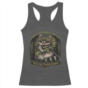 Tactical Trash Panda Racerback Tank Top Funny Raccoon Military Graphic Patriotic Veteran TS10 Dark Heather Print Your Wear