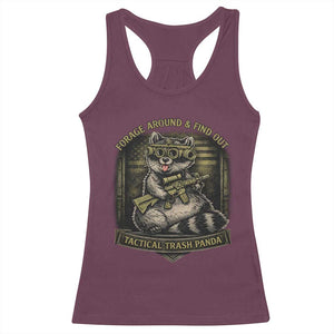 Tactical Trash Panda Racerback Tank Top Funny Raccoon Military Graphic Patriotic Veteran TS10 Maroon Print Your Wear