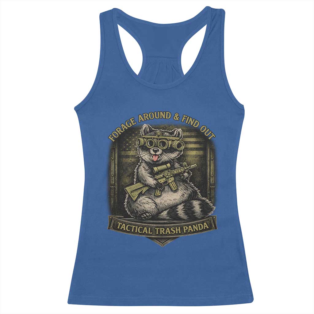 Tactical Trash Panda Racerback Tank Top Funny Raccoon Military Graphic Patriotic Veteran TS10 Royal Blue Print Your Wear