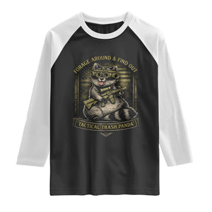 Tactical Trash Panda Raglan Shirt Funny Raccoon Military Graphic Patriotic Veteran TS10 Black White Print Your Wear