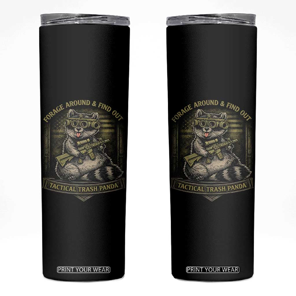 Tactical Trash Panda Skinny Tumbler Funny Raccoon Military Graphic Patriotic Veteran TS10 Black Print Your Wear