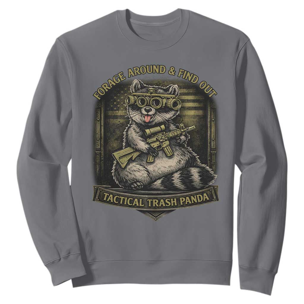 Tactical Trash Panda Sweatshirt Funny Raccoon Military Graphic Patriotic Veteran TS10 Charcoal Print Your Wear