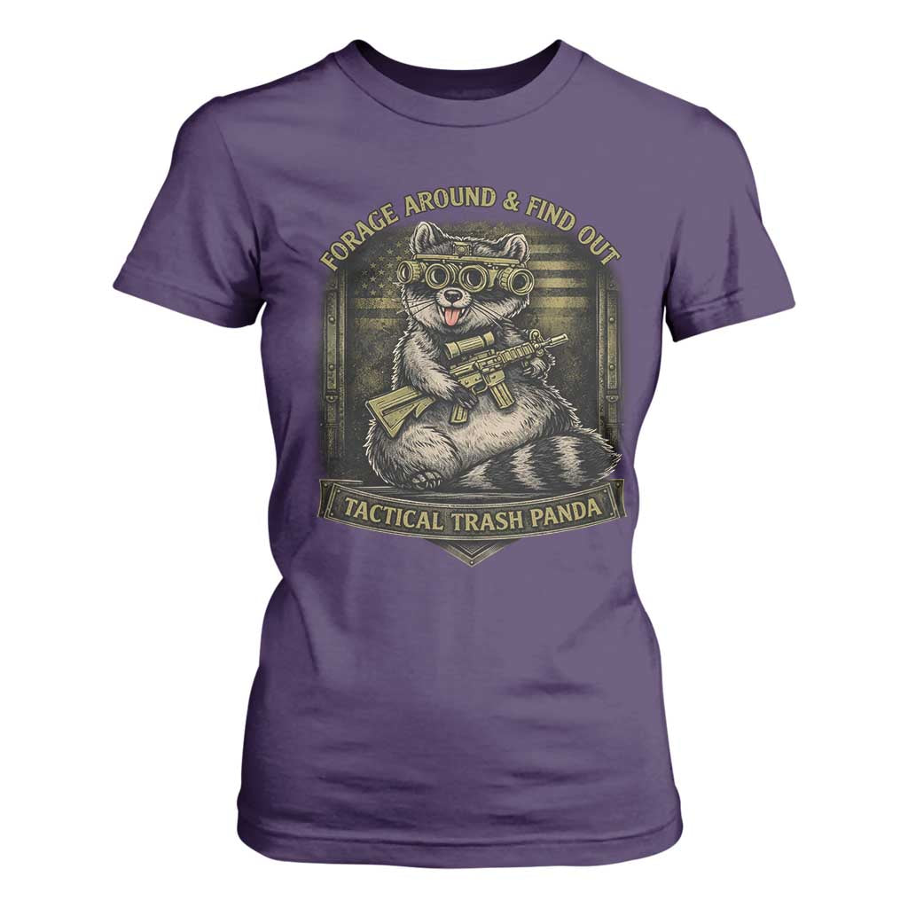 Tactical Trash Panda T Shirt For Women Funny Raccoon Military Graphic Patriotic Veteran TS10 Purple Print Your Wear