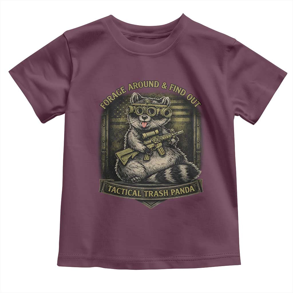 Tactical Trash Panda Toddler T Shirt Funny Raccoon Military Graphic Patriotic Veteran TS10 Maroon Print Your Wear