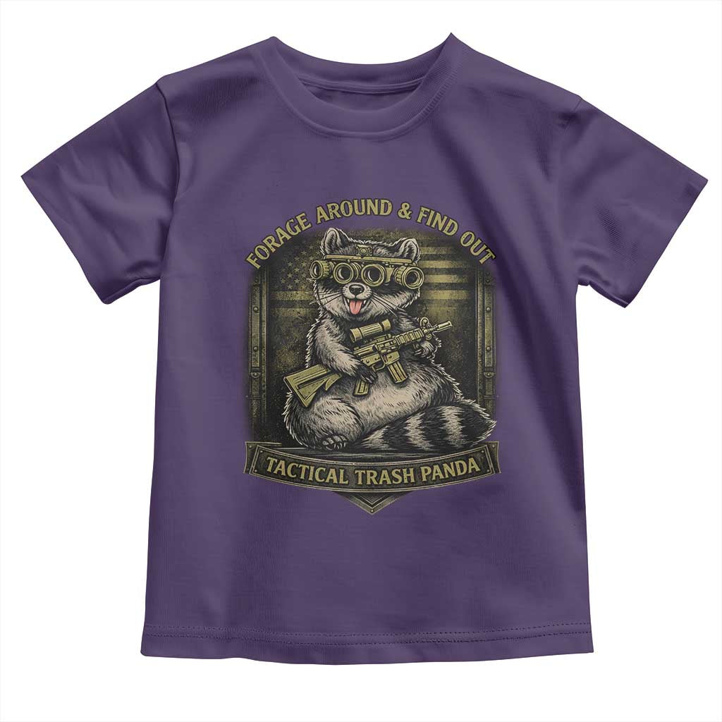 Tactical Trash Panda Toddler T Shirt Funny Raccoon Military Graphic Patriotic Veteran TS10 Purple Print Your Wear