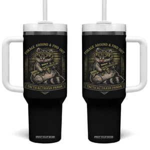 Tactical Trash Panda Tumbler With Handle Funny Raccoon Military Graphic Patriotic Veteran TS10 One Size: 40 oz Black Print Your Wear