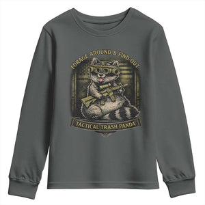 Tactical Trash Panda Youth Sweatshirt Funny Raccoon Military Graphic Patriotic Veteran TS10 Dark Heather Print Your Wear