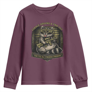 Tactical Trash Panda Youth Sweatshirt Funny Raccoon Military Graphic Patriotic Veteran TS10 Maroon Print Your Wear