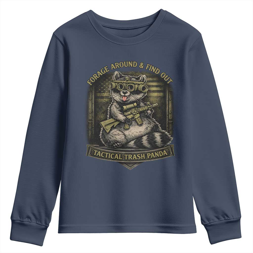 Tactical Trash Panda Youth Sweatshirt Funny Raccoon Military Graphic Patriotic Veteran TS10 Navy Print Your Wear