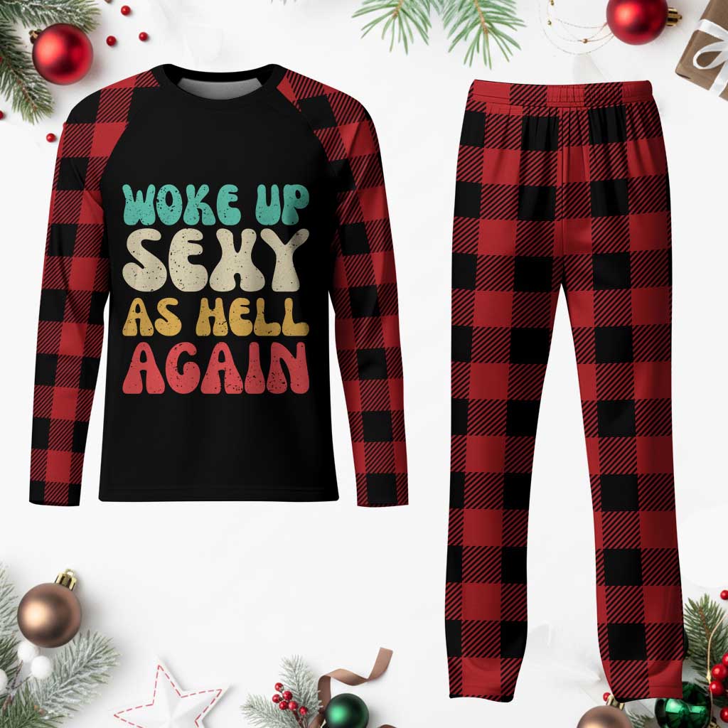 I Woke Up Sexy As Hell Again Plaid Pajama Set Funny Sarcastic Women Saying TS10 Buffalo Plaid Print Your Wear