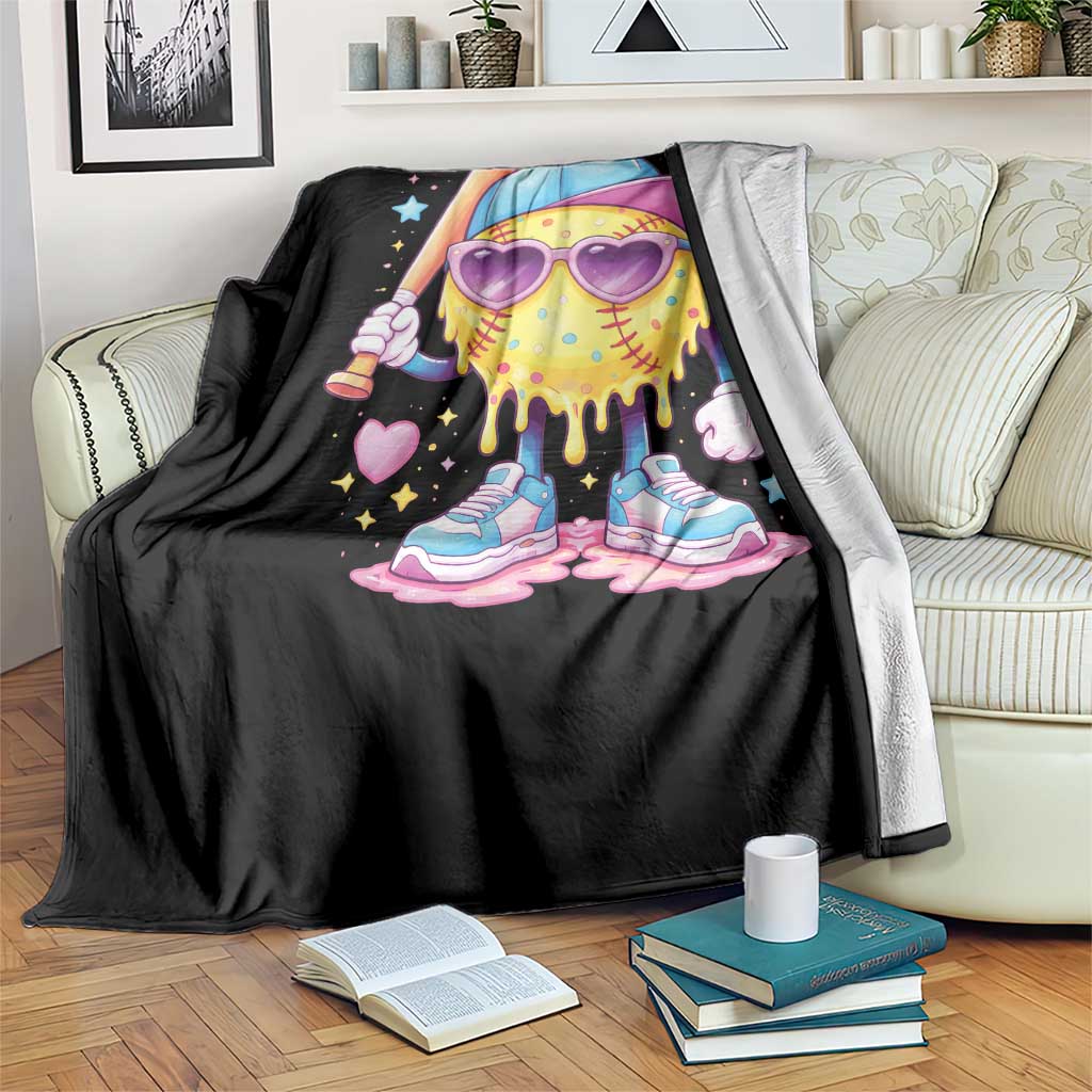 Funny Softball Drip Throw Blanket Ice Cream Sprinkles Softball Girls Kid TS10 Print Your Wear