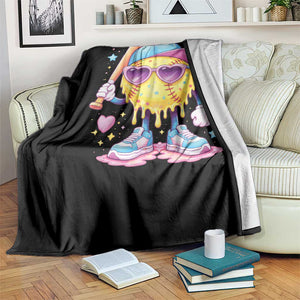 Funny Softball Drip Throw Blanket Ice Cream Sprinkles Softball Girls Kid TS10 Print Your Wear
