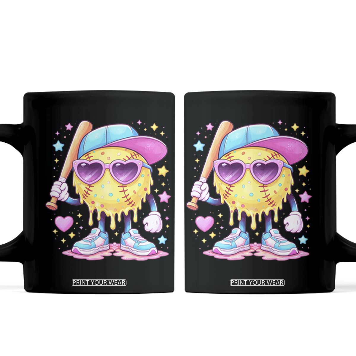 Funny Softball Drip Coffee Mug Ice Cream Sprinkles Softball Girls Kid TS10 Black Print Your Wear