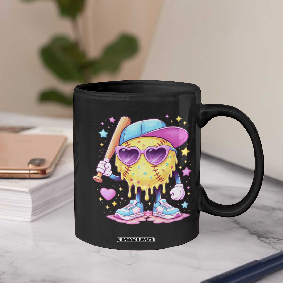 Funny Softball Drip Coffee Mug Ice Cream Sprinkles Softball Girls Kid TS10 Print Your Wear