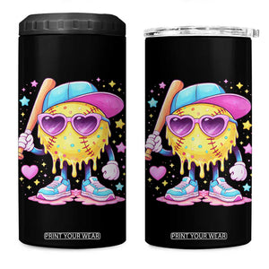 Funny Softball Drip 4 in 1 Can Cooler Tumbler Ice Cream Sprinkles Softball Girls Kid TS10 One Size: 16 oz Black Print Your Wear