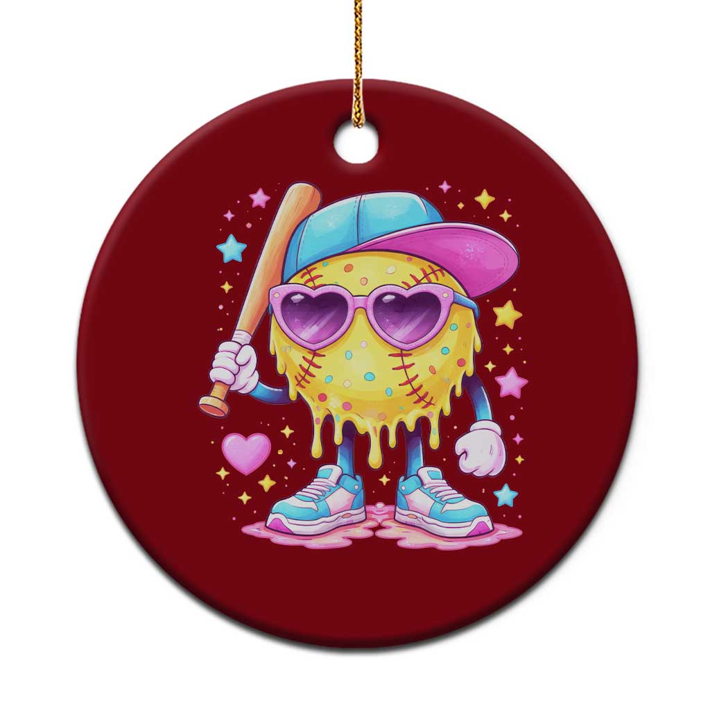 Funny Softball Drip Ceramic Ornament Ice Cream Sprinkles Softball Girls Kid TS10 1pc Red Print Your Wear