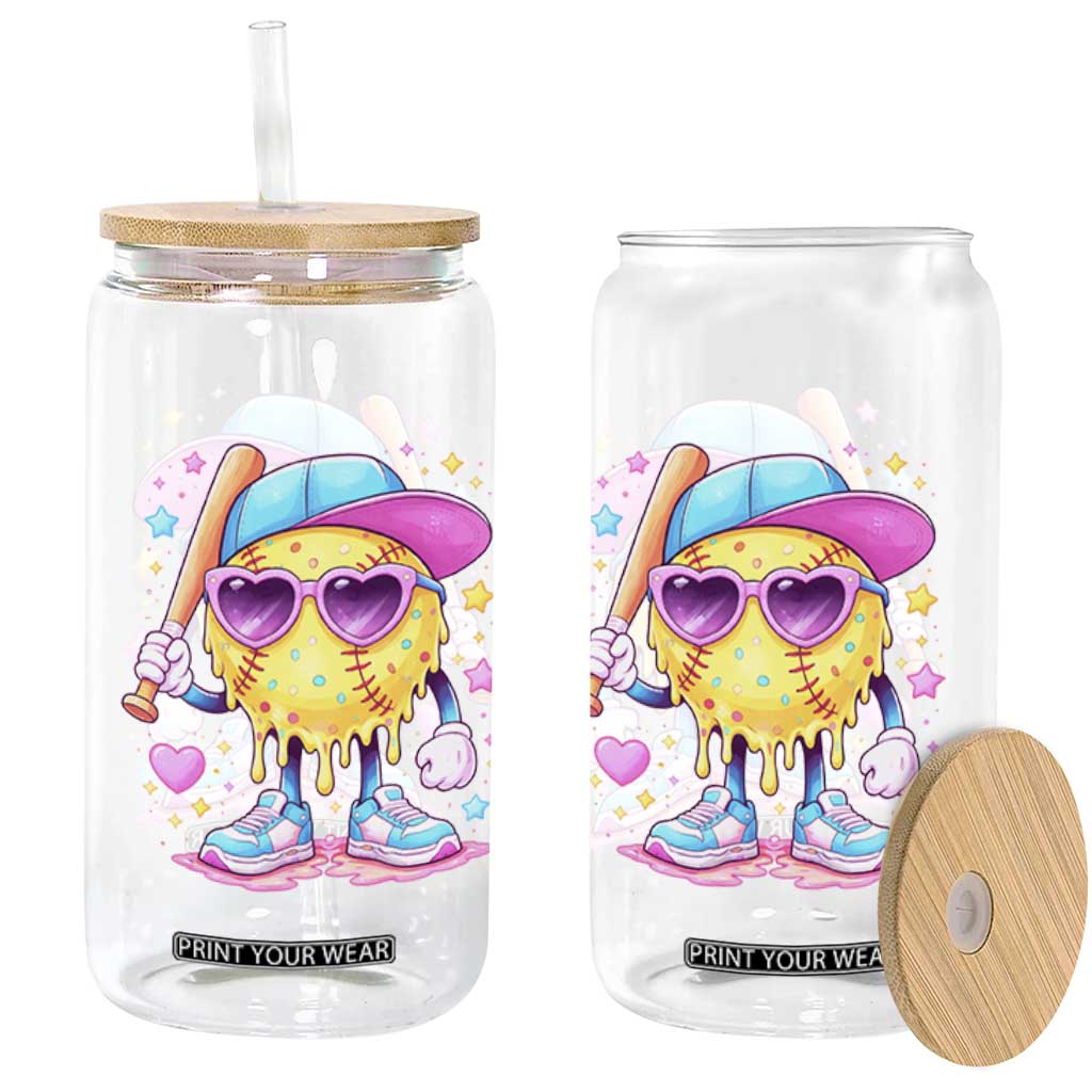Funny Softball Drip Glass Can Ice Cream Sprinkles Softball Girls Kid TS10 Print Your Wear