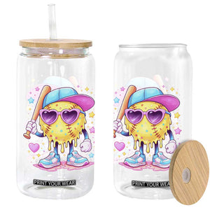 Funny Softball Drip Glass Can Ice Cream Sprinkles Softball Girls Kid TS10 Print Your Wear