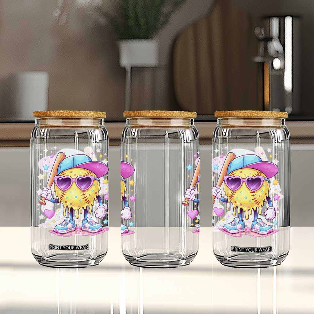 Funny Softball Drip Glass Can Ice Cream Sprinkles Softball Girls Kid TS10 Print Your Wear