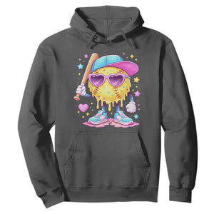 Funny Softball Drip Hoodie Ice Cream Sprinkles Softball Girls Kid TS10 Dark Heather Print Your Wear