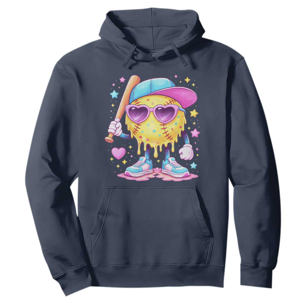 Funny Softball Drip Hoodie Ice Cream Sprinkles Softball Girls Kid TS10 Navy Print Your Wear