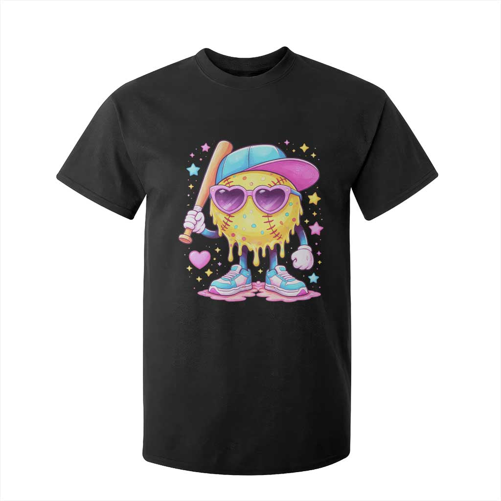 Funny Softball Drip T Shirt For Kid Ice Cream Sprinkles Softball Girls Kid TS10 Black Print Your Wear