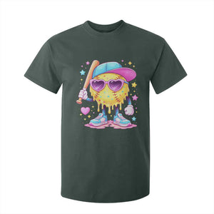 Funny Softball Drip T Shirt For Kid Ice Cream Sprinkles Softball Girls Kid TS10 Dark Forest Green Print Your Wear