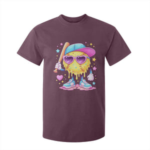 Funny Softball Drip T Shirt For Kid Ice Cream Sprinkles Softball Girls Kid TS10 Maroon Print Your Wear