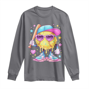 Funny Softball Drip Long Sleeve Shirt Ice Cream Sprinkles Softball Girls Kid TS10 Charcoal Print Your Wear
