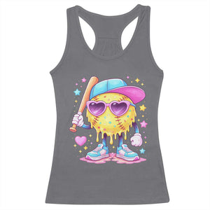 Funny Softball Drip Racerback Tank Top Ice Cream Sprinkles Softball Girls Kid TS10 Charcoal Print Your Wear