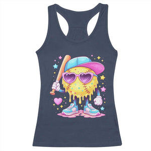 Funny Softball Drip Racerback Tank Top Ice Cream Sprinkles Softball Girls Kid TS10 Navy Print Your Wear