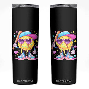 Funny Softball Drip Skinny Tumbler Ice Cream Sprinkles Softball Girls Kid TS10 Black Print Your Wear