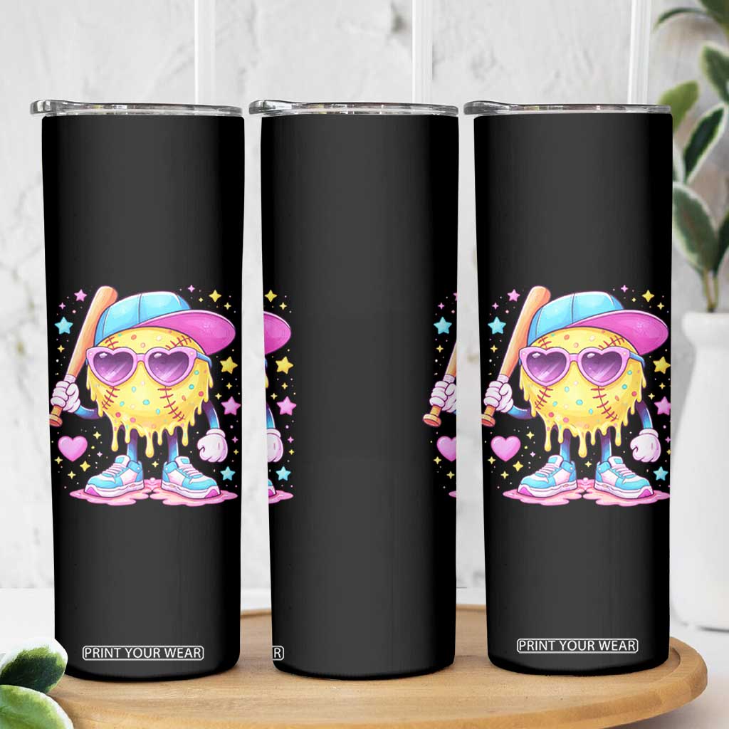 Funny Softball Drip Skinny Tumbler Ice Cream Sprinkles Softball Girls Kid TS10 Print Your Wear