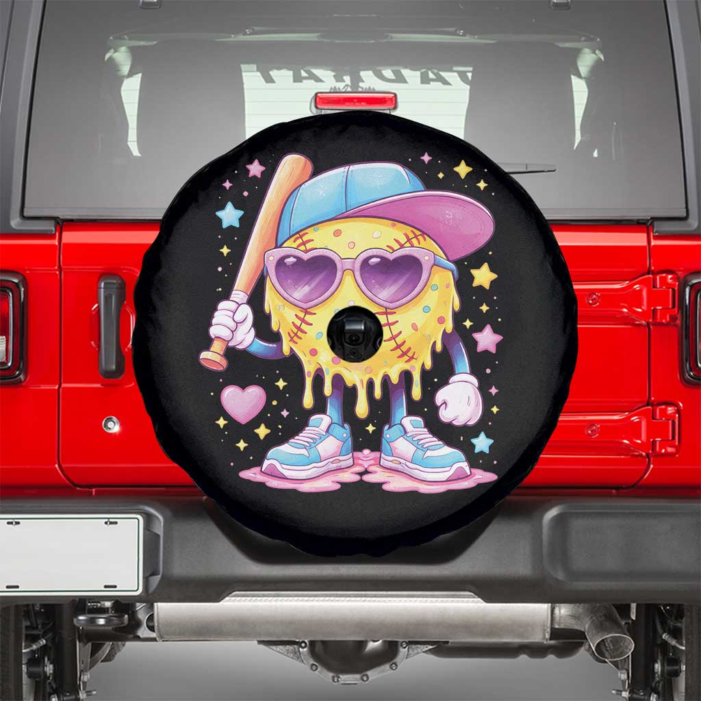 Funny Softball Drip Spare Tire Cover Ice Cream Sprinkles Softball Girls Kid TS10 Black Print Your Wear