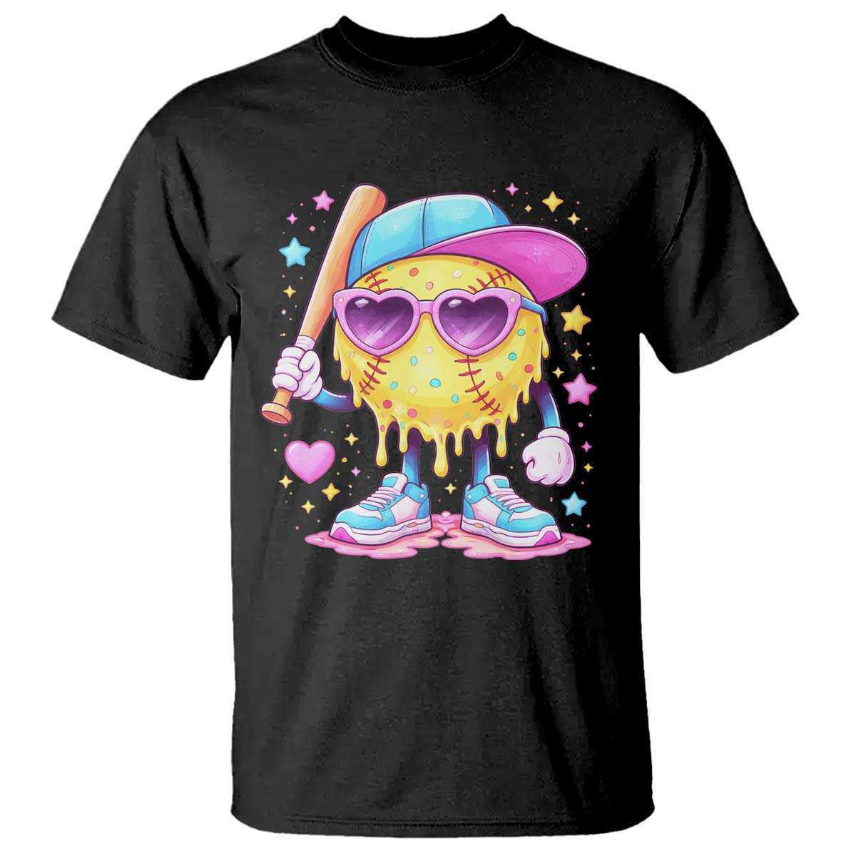 Funny Softball Drip T Shirt Ice Cream Sprinkles Softball Girls Kid TS10 Black Print Your Wear