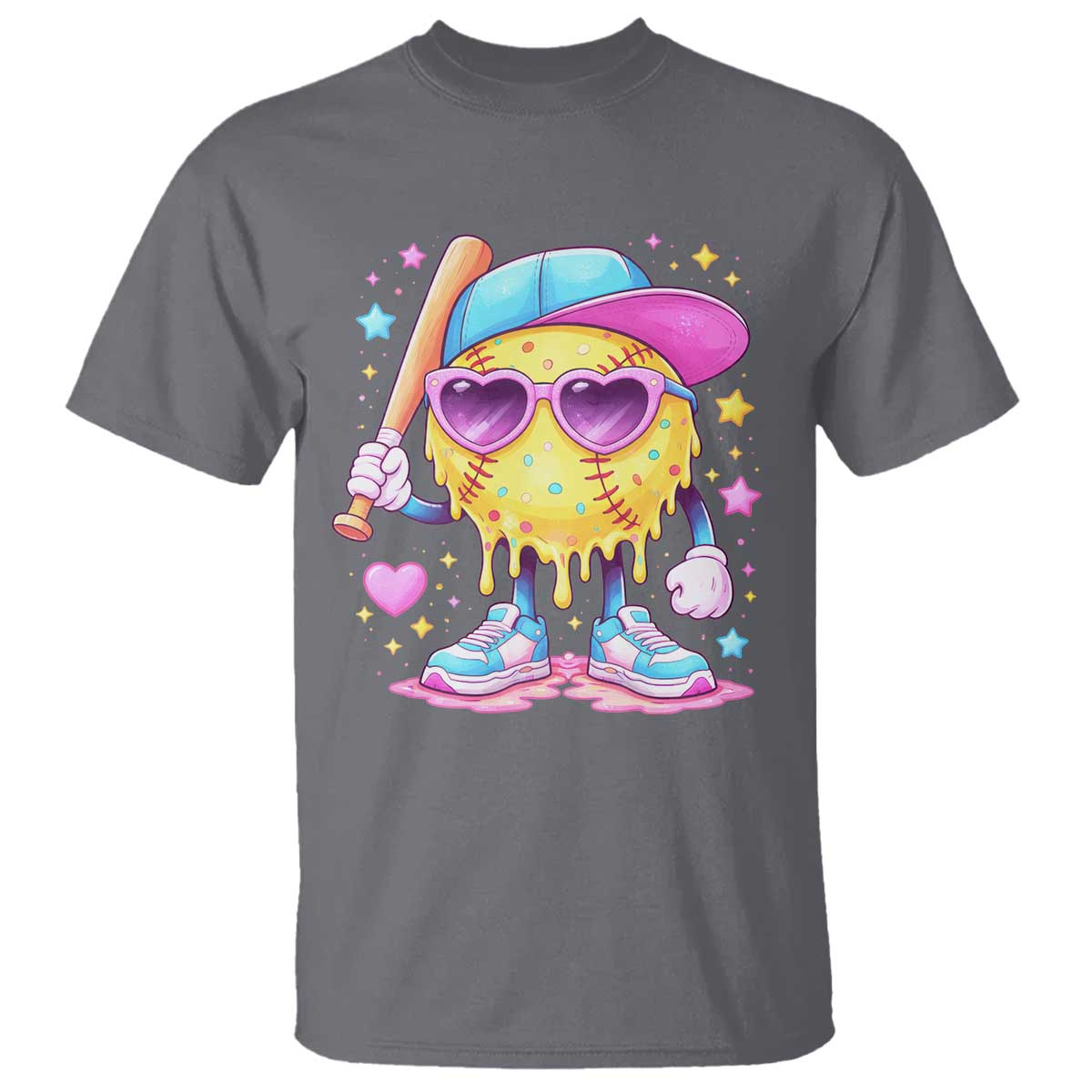 Funny Softball Drip T Shirt Ice Cream Sprinkles Softball Girls Kid TS10 Charcoal Print Your Wear