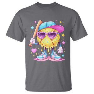 Funny Softball Drip T Shirt Ice Cream Sprinkles Softball Girls Kid TS10 Charcoal Print Your Wear
