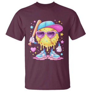 Funny Softball Drip T Shirt Ice Cream Sprinkles Softball Girls Kid TS10 Maroon Print Your Wear