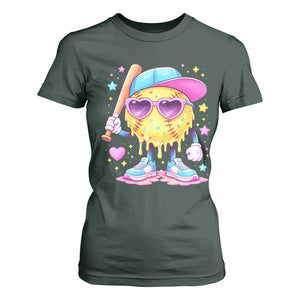 Funny Softball Drip T Shirt For Women Ice Cream Sprinkles Softball Girls Kid TS10 Dark Forest Green Print Your Wear