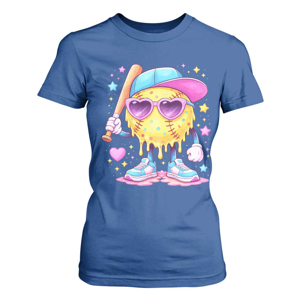 Funny Softball Drip T Shirt For Women Ice Cream Sprinkles Softball Girls Kid TS10 Royal Blue Print Your Wear