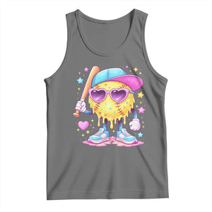 Funny Softball Drip Tank Top Ice Cream Sprinkles Softball Girls Kid TS10 Black Heather Print Your Wear