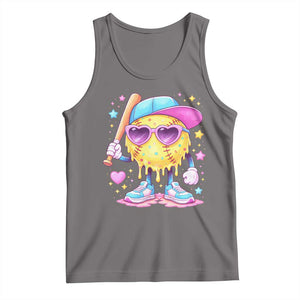 Funny Softball Drip Tank Top Ice Cream Sprinkles Softball Girls Kid TS10 Deep Heather Print Your Wear