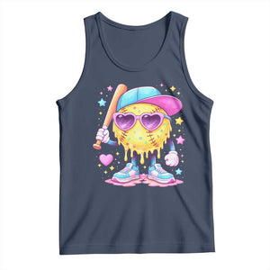 Funny Softball Drip Tank Top Ice Cream Sprinkles Softball Girls Kid TS10 Navy Print Your Wear